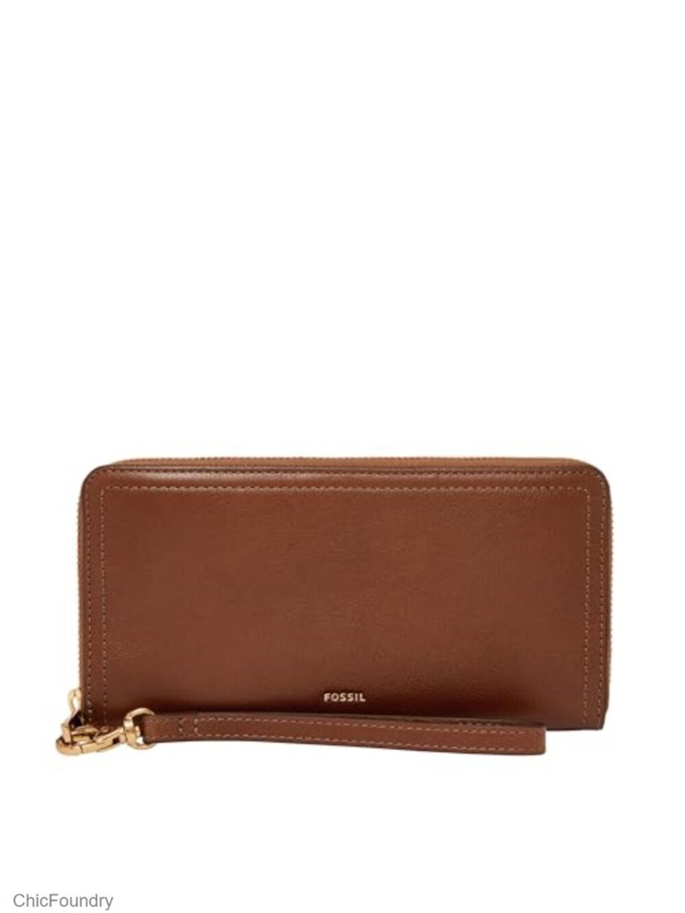 Leather RFID-Blocking Zip Around Clutch Wallet Wristlet Strap